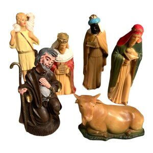Nativity Replacement Figures-  plastic- Hong Kong- Cardboard Bottom. Vintage